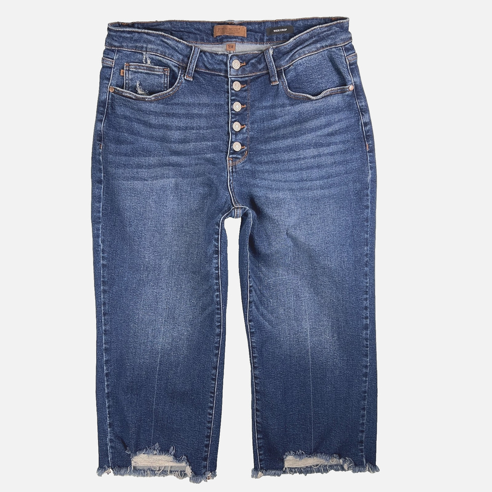 Judy Blue JB8887MD High Rise Stretch 90s Y2K Wide Crop Jeans 18W 18 Plus
